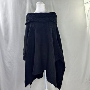 Eight Eight Eight L Poncho Black Cable Knit Off Shoulder Whimsigoth Goth Chic